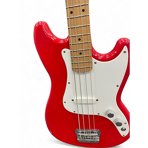 Used Squier bronco bass Candy Apple Red Electric Bass Guitar
