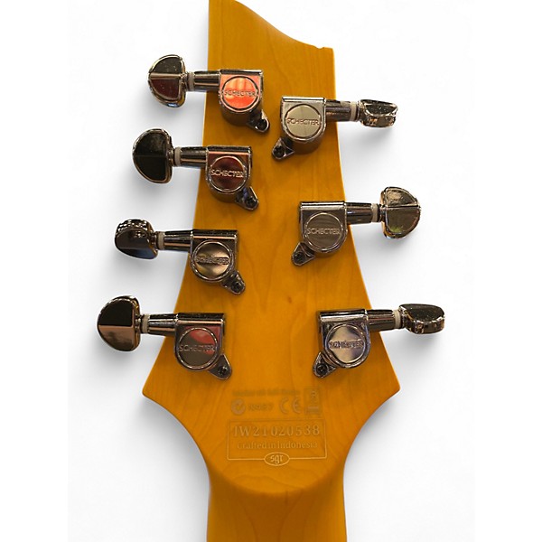 Used Schecter Guitar Research Demon 7 String White Solid Body Electric Guitar