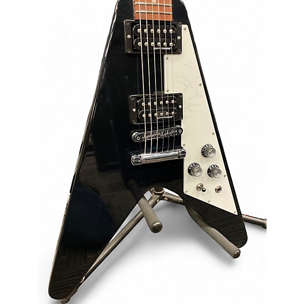 Used Gibson 70s Flying V Black and White Solid Body Electric Guitar