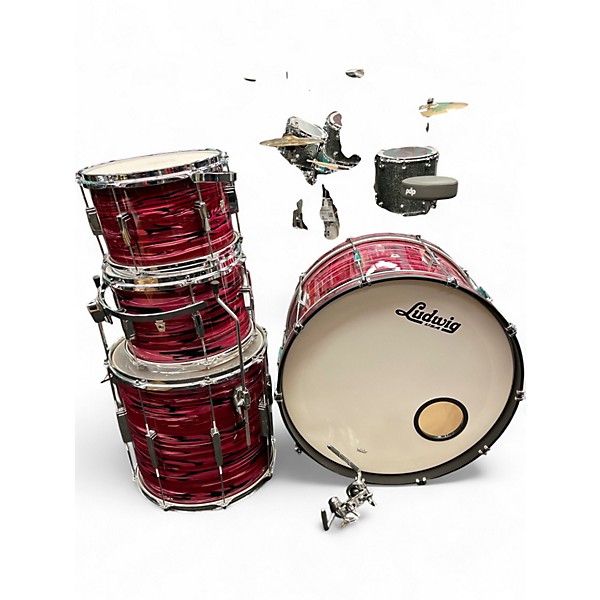 Used Ludwig 4 Piece Clubdate Ruby Strata Drum Kit