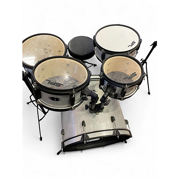 Used SPL 5 Piece JR Kicker Silver Sparkle Drum Kit