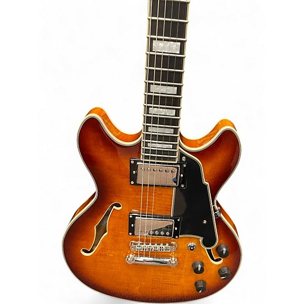 Used D'Angelico Premier Mini DC Dark Iced Tea Burst Hollow Body Electric Guitar