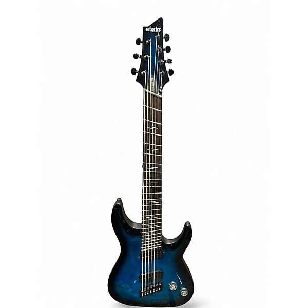 Used Schecter Guitar Research Omen Elite 7 Blue Burst Solid Body Electric Guitar