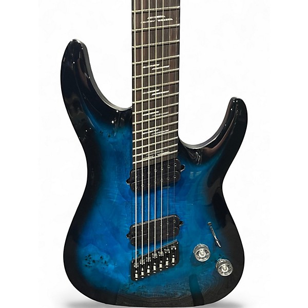 Used Schecter Guitar Research Omen Elite 7 Blue Burst Solid Body Electric Guitar