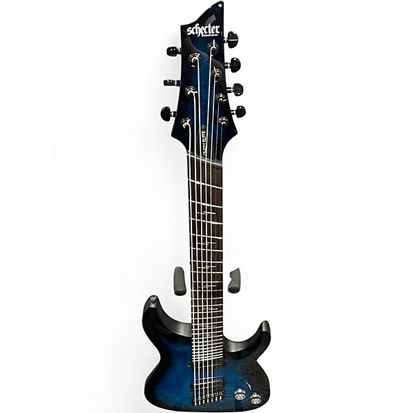 Used Schecter Guitar Research Omen Elite 7 Blue Burst Solid Body Electric Guitar