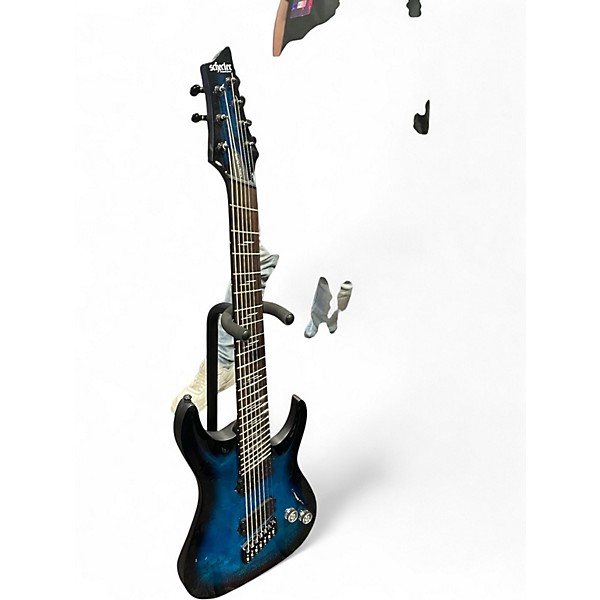 Used Schecter Guitar Research Omen Elite 7 Blue Burst Solid Body Electric Guitar