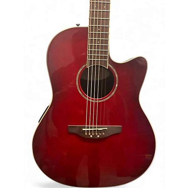 Used Ovation CA24S Celebrity Candy Red Burst Acoustic Electric Guitar