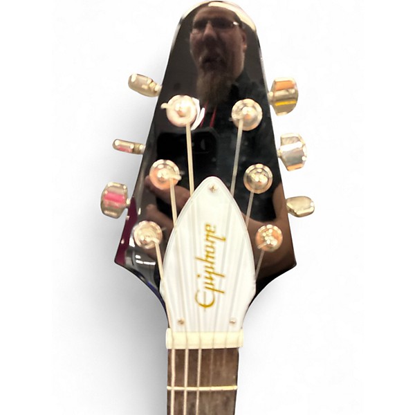 Used Epiphone 1958 Korina Flying V Black Solid Body Electric Guitar