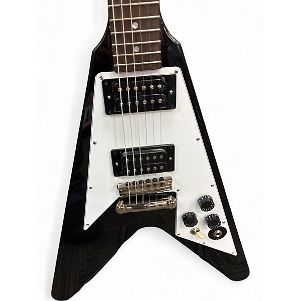 Used Epiphone 1958 Korina Flying V Black Solid Body Electric Guitar