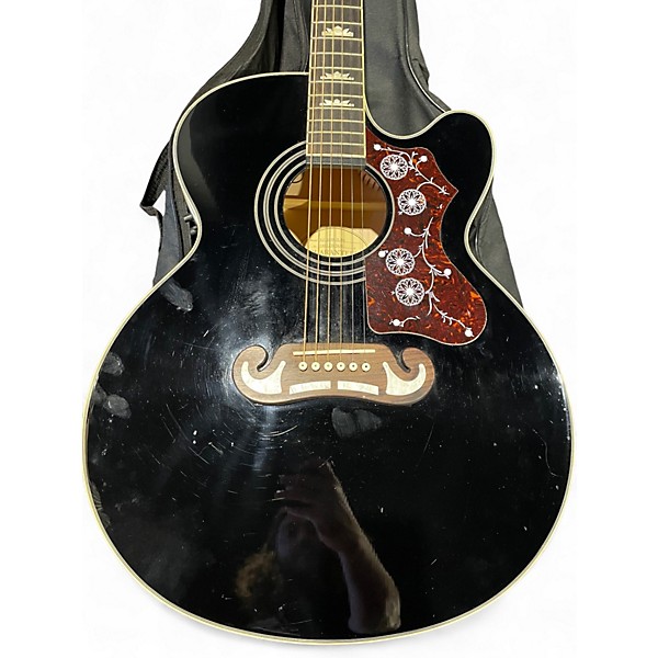 Used Epiphone EJ200SCE Black Acoustic Electric Guitar