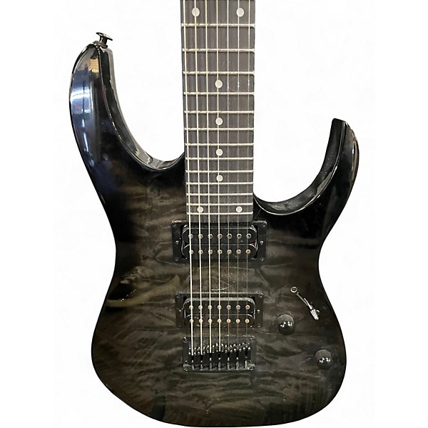 Used Ibanez GIO GRG7221QA Black Solid Body Electric Guitar