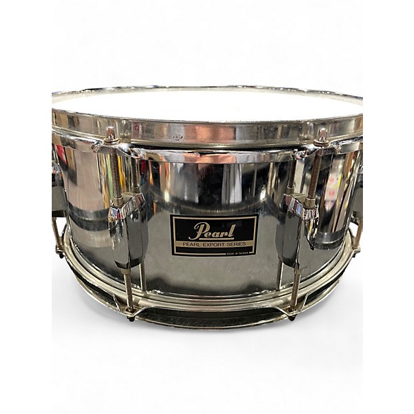 Used Pearl 6.5X14 EXPORT CHROME STEEL SNARE Chrome Drum