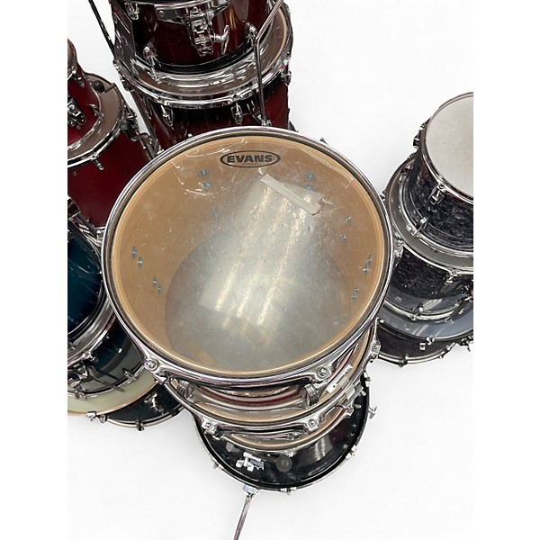 Used Ludwig 5 Piece Classic Maple Fab Outfit Red Sparkle Drum Kit