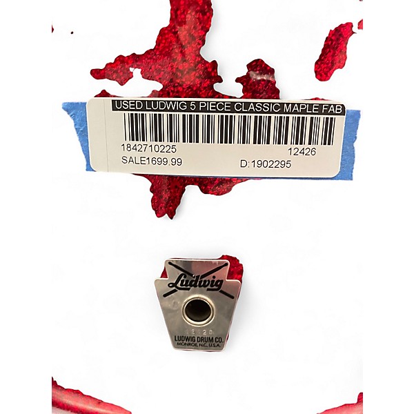 Used Ludwig 5 Piece Classic Maple Fab Outfit Red Sparkle Drum Kit