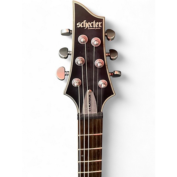 Used Schecter Guitar Research C1 Platinum Translucent Black Solid Body Electric Guitar