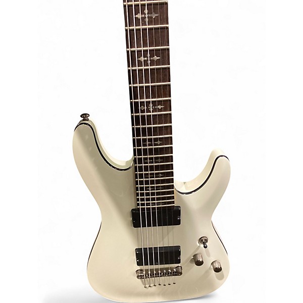 Used Schecter Guitar Research Demon 7 String White Solid Body Electric Guitar