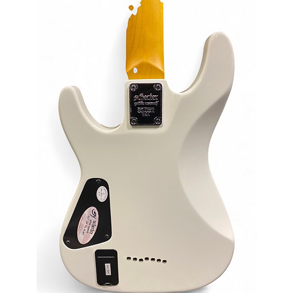 Used Schecter Guitar Research Demon 7 String White Solid Body Electric Guitar