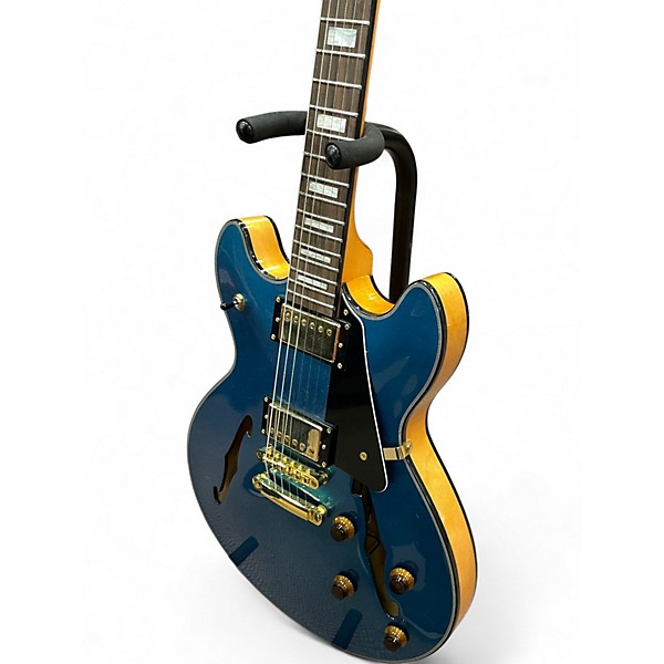 Used Harley Benton HB 35+ Metallic Blue Hollow Body Electric Guitar