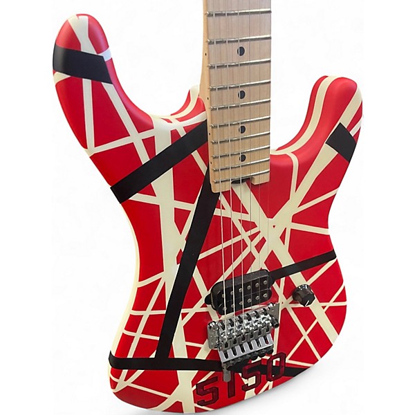 Used EVH Striped Series 5150 Red, Black, and White Solid Body Electric Guitar