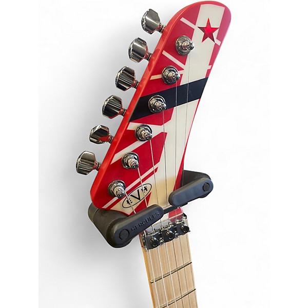 Used EVH Striped Series 5150 Red, Black, and White Solid Body Electric Guitar