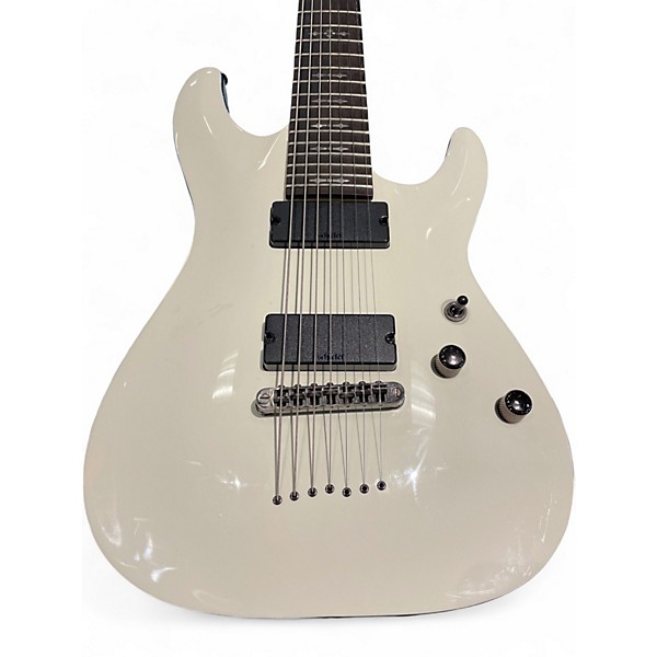 Used Schecter Guitar Research Demon 7 String Arctic White Solid Body Electric Guitar