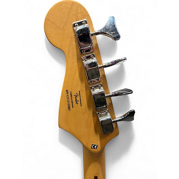 Used Squier Bronco Chrome Red Metallic Electric Bass Guitar