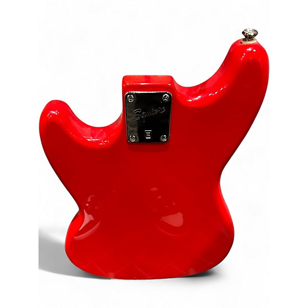 Used Squier Bronco Chrome Red Metallic Electric Bass Guitar