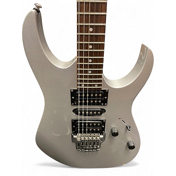 Used 2010s Ibanez RG370QMSP RG Series Metallic Silver Solid Body Electric Guitar