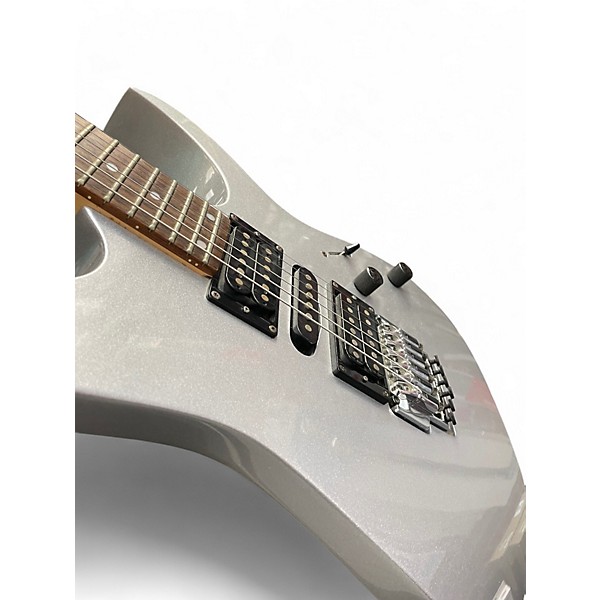 Used 2010s Ibanez RG370QMSP RG Series Metallic Silver Solid Body Electric Guitar