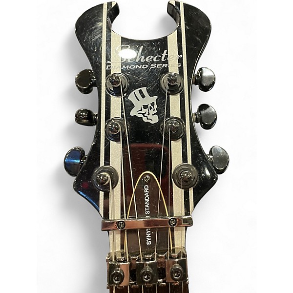 Used Schecter Guitar Research Synyster Gates Signature Custom S Black with Silver Pinstripes Solid Body Electric Guitar