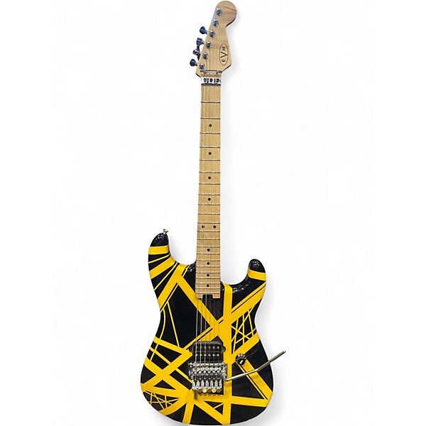 Used EVH Striped Series Black and Yellow Solid Body Electric Guitar
