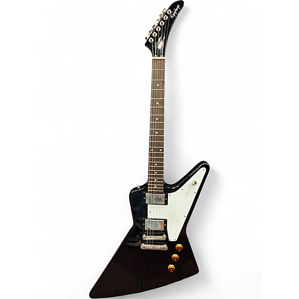 Used Epiphone Korina Explorer Black and White Electric Bass Guitar