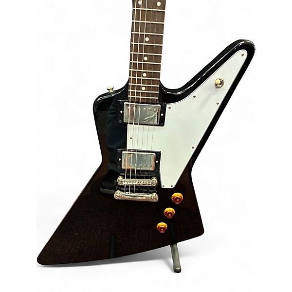 Used Epiphone Korina Explorer Black and White Electric Bass Guitar