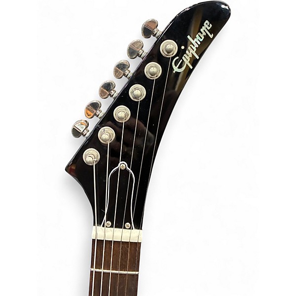 Used Epiphone Korina Explorer Black and White Electric Bass Guitar