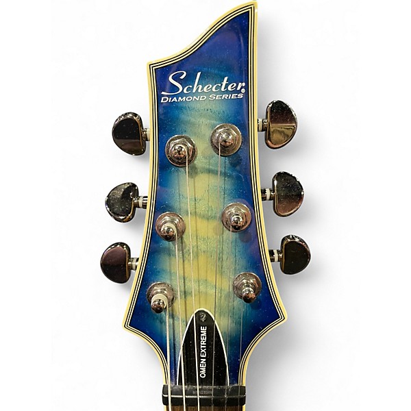 Used Schecter Guitar Research Omen Extreme 6 Ocean Blue Burst Solid Body Electric Guitar