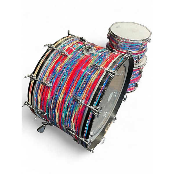 Vintage 1976 Ludwig 3 Piece Psychedelic Red 3 piece psychedelic red Drum Kit