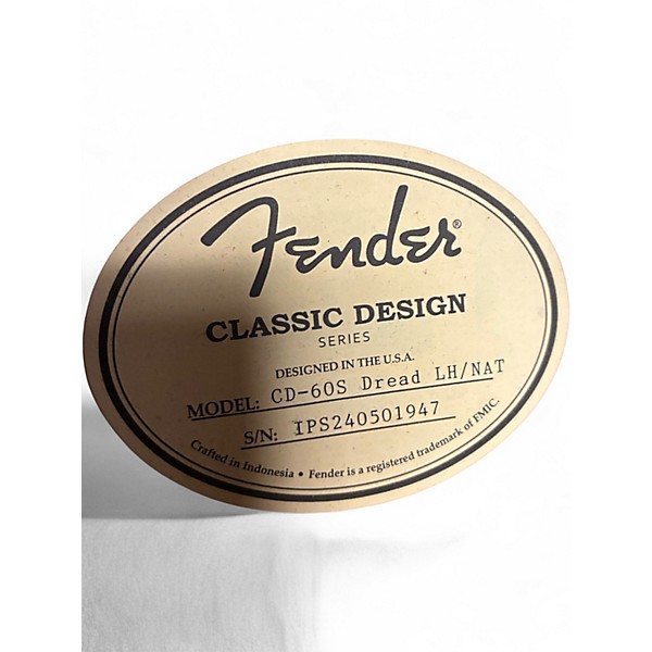 Used Fender CD-60S LH Natural Acoustic Guitar