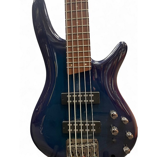Used Ibanez SR755 5 String Blue Burst Electric Bass Guitar