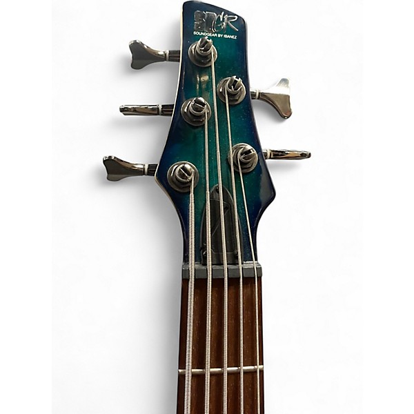 Used Ibanez SR755 5 String Blue Burst Electric Bass Guitar