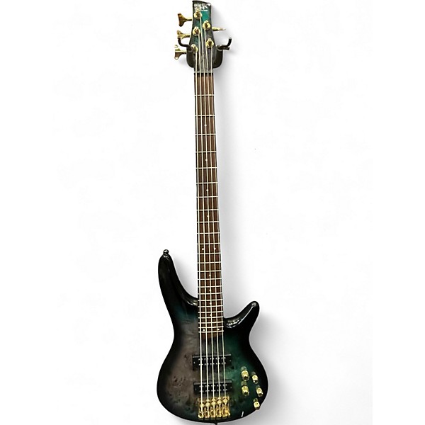 Used Ibanez SR405 5 String Emerald Green Electric Bass Guitar