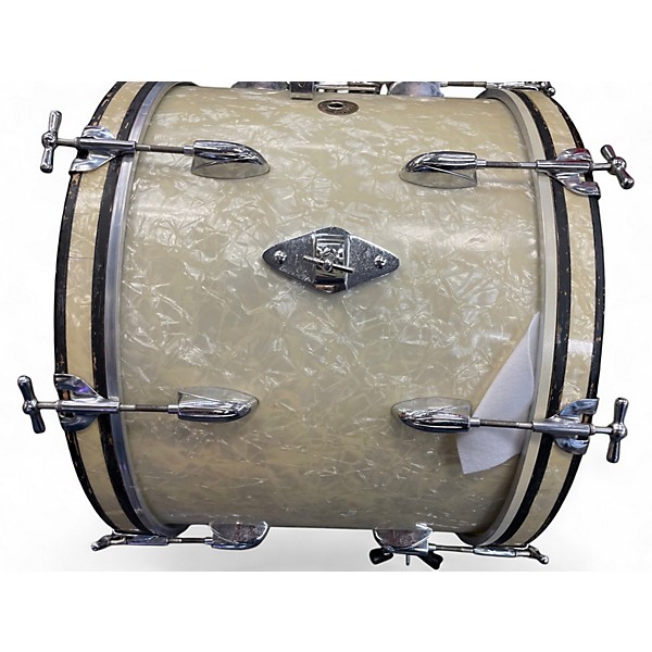 Vintage 1960s Gretsch Drums 3 Piece broadkaster white marine pearl Drum Kit