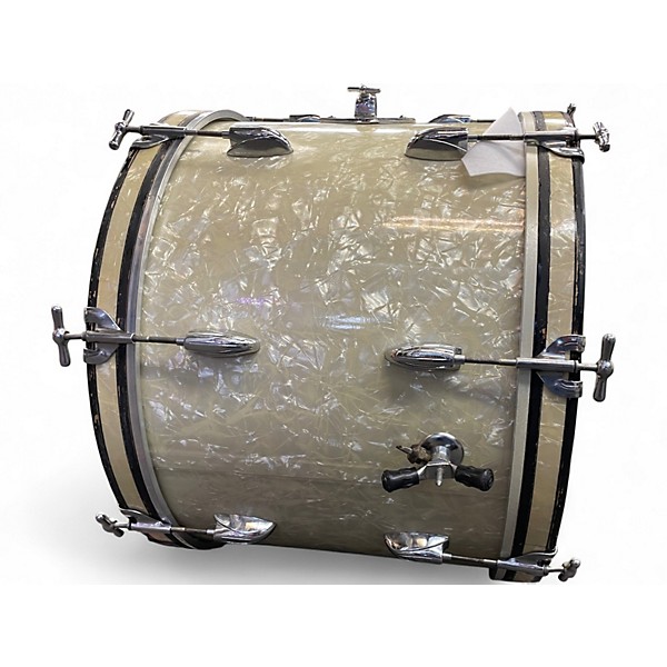 Vintage 1960s Gretsch Drums 3 Piece broadkaster white marine pearl Drum Kit