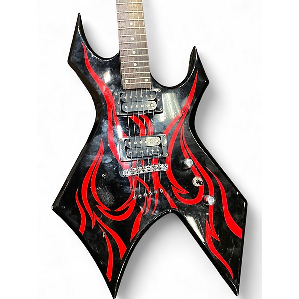 Used B.C. Rich KKW Warlock Tribal Black and Red Solid Body Electric Guitar