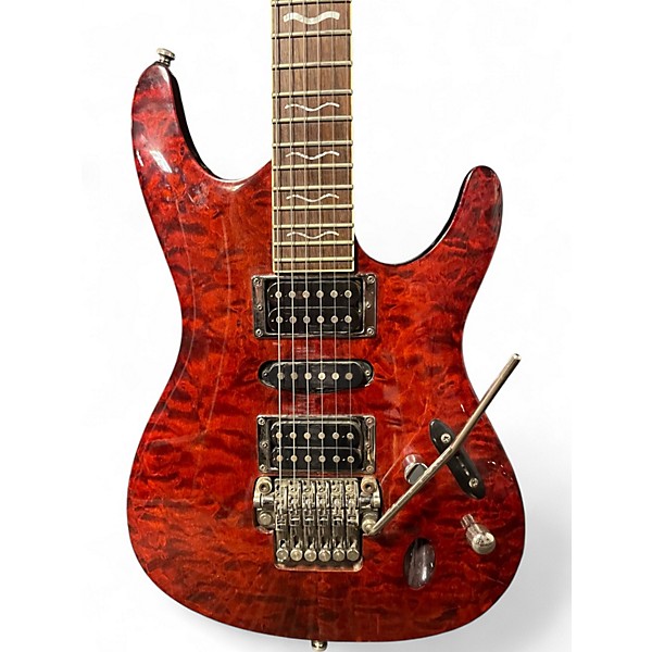 Used Ibanez s470dxqm RED QUILTED Solid Body Electric Guitar