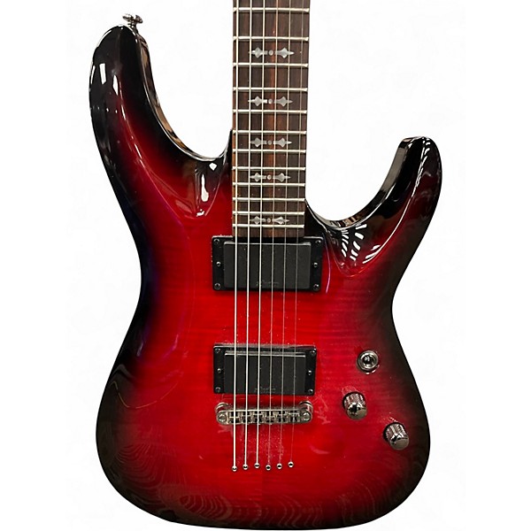 Used Schecter Guitar Research Demon 6 Crimson Red Burst Solid Body Electric Guitar