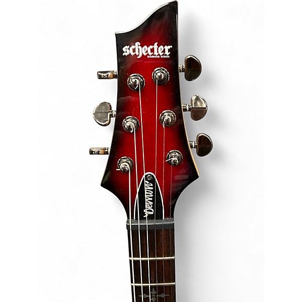 Used Schecter Guitar Research Demon 6 Crimson Red Burst Solid Body Electric Guitar