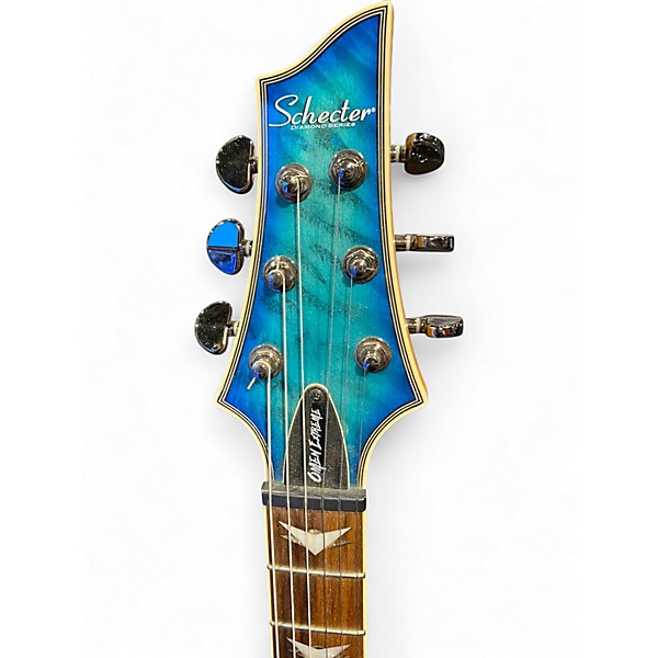 Used Schecter Guitar Research Omen Extreme 6 Ocean Blue Burst Solid Body Electric Guitar