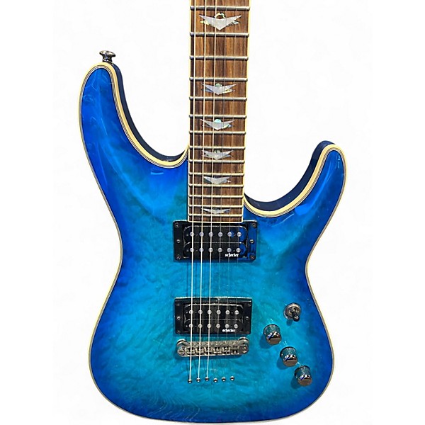 Used Schecter Guitar Research Omen Extreme 6 Ocean Blue Burst Solid Body Electric Guitar