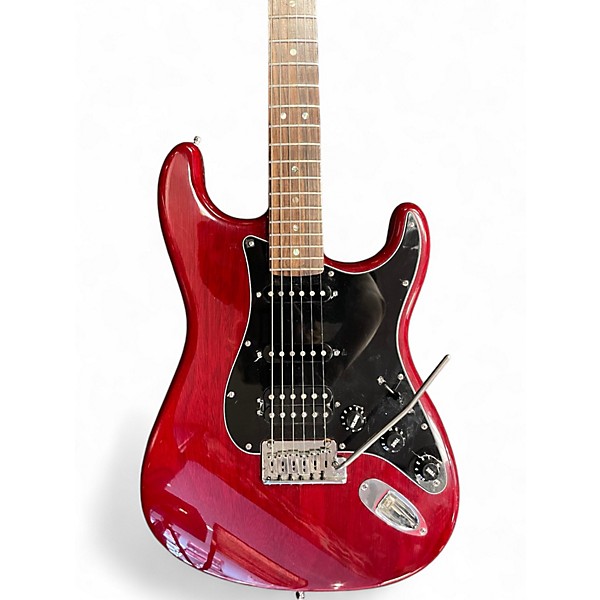 Used Fender American Deluxe Mahogany Stratocaster HSS Crimson Red Trans Solid Body Electric Guitar