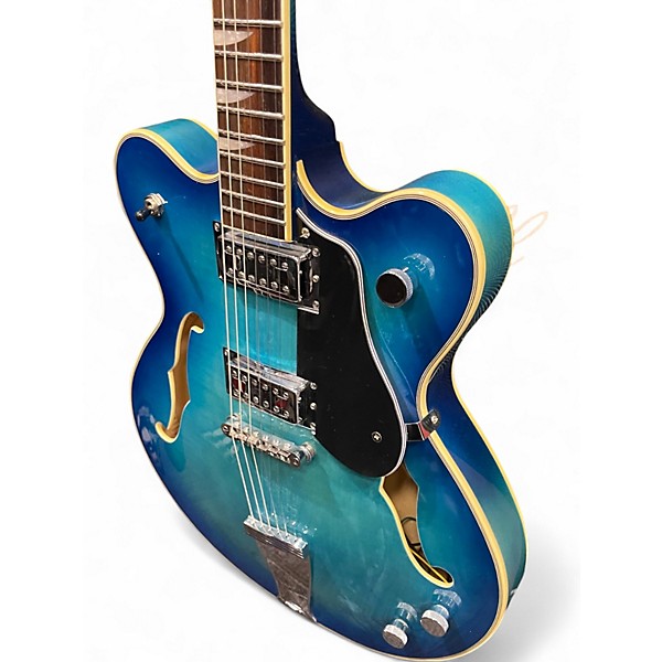 Used Eastwood Classic 6 Richard Lloyd Blue Burst Hollow Body Electric Guitar